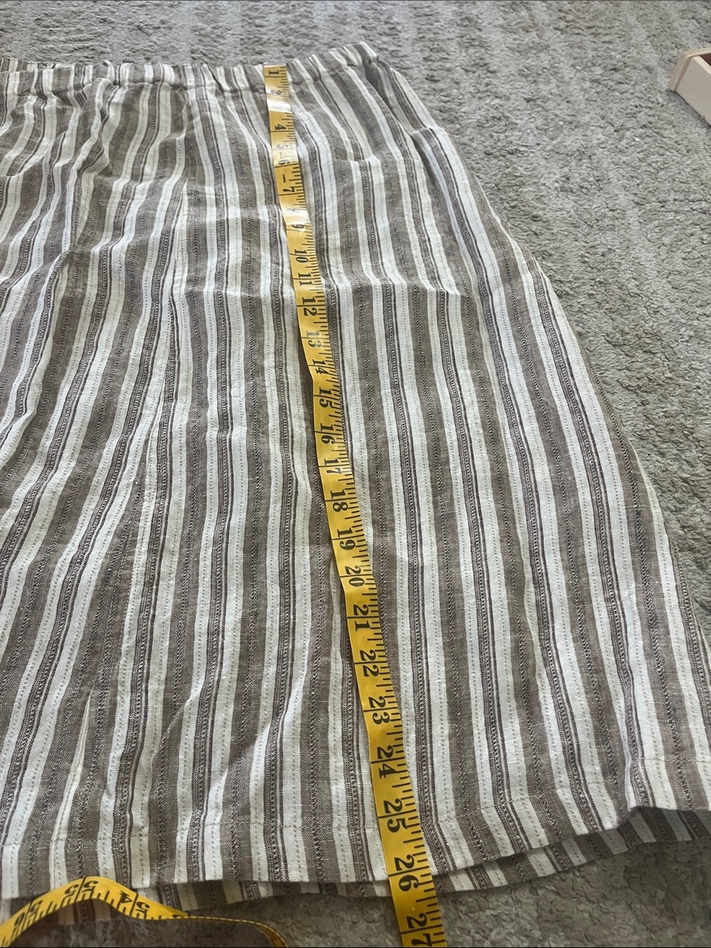 Coldwater Creek Striped Pull On Linen A-line Midi Skirt Taupe & White Medium 14 - Picture 6 of 6